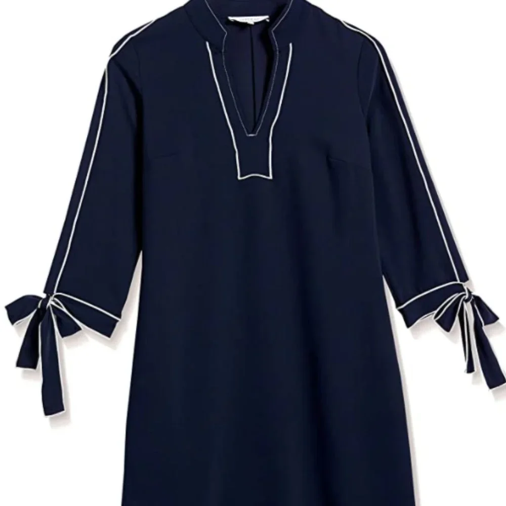 Lark & Ro Navy Blue shift dress with bow sleeves - Sz 2 - Picture 1 of 5